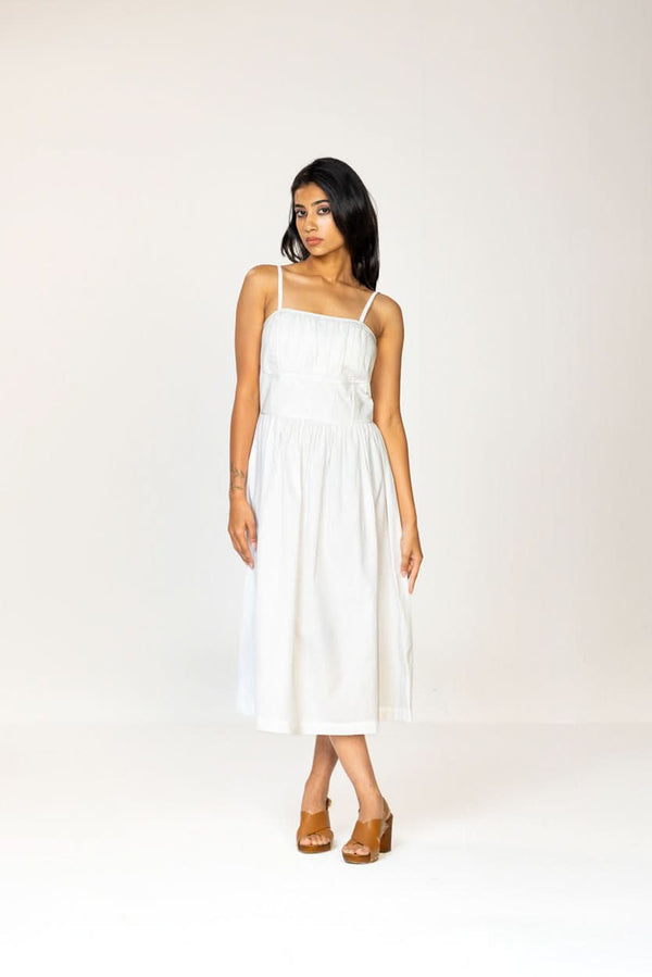 RUCHED MIDI DRESS