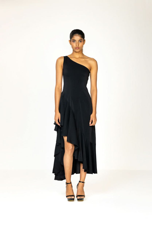 ASYMMETRIC FLARE DRESS