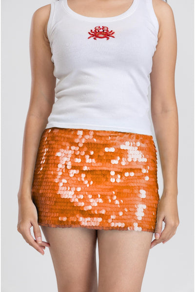 Orange Shell Sequin Skirt