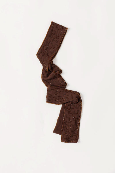 Brown Beaded Scarf