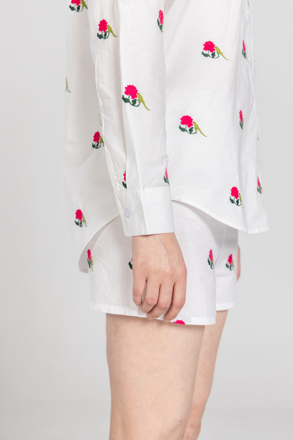 Parrot Peony Embroidered Shorts