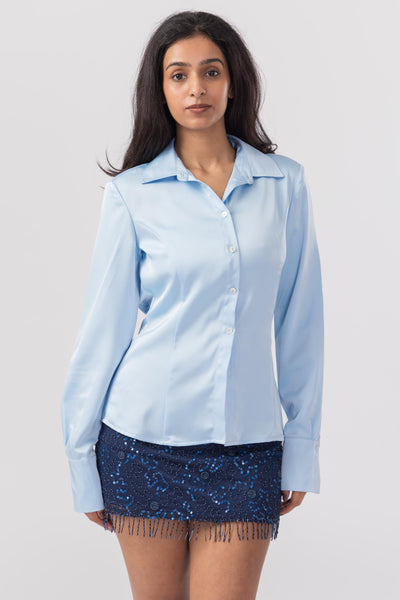 Satin Shirt - Ice Blue
