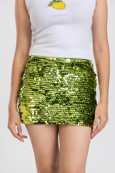Green Shell Sequin Skirt