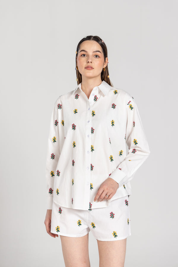 Flower Embroidered Shorts