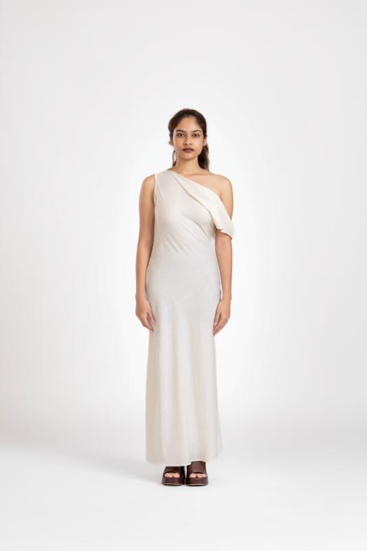 White One Shoulder Linen Dress