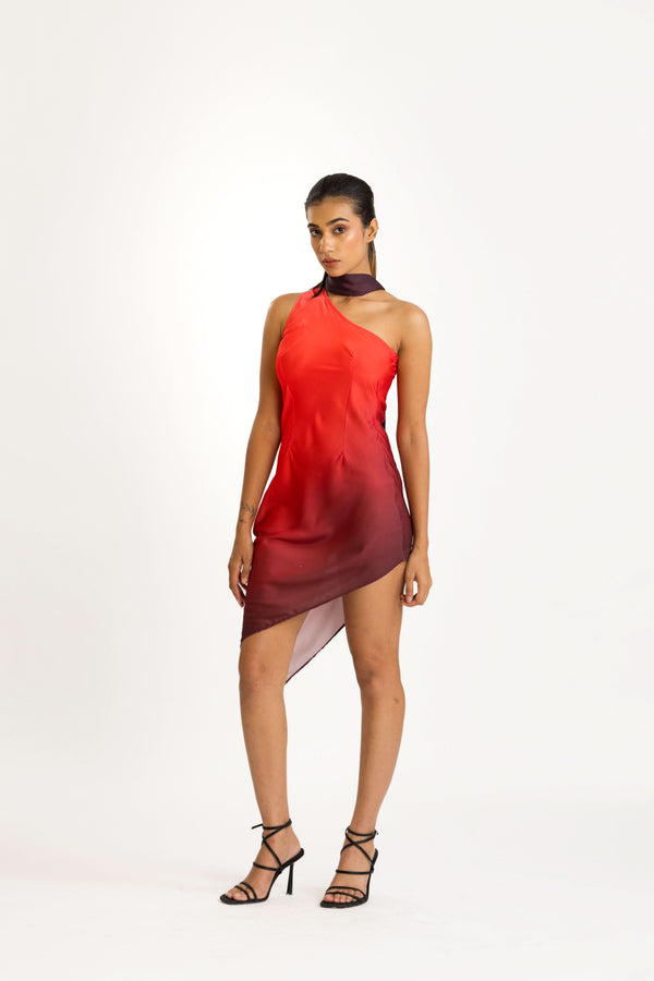 OMBRE ONE SHOULDER DRESS