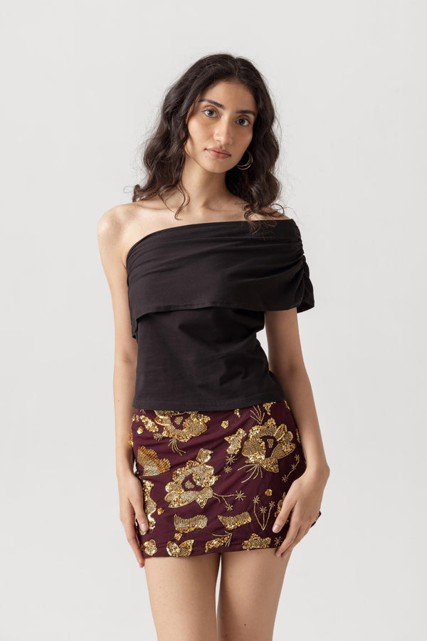 Yasmin Mini Skirt Burgundy